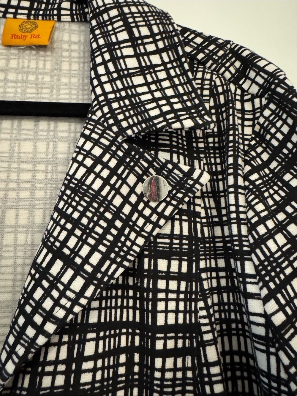 Ruby Rd. Black & White Plaid Zip-Front Jacket size L - Picture 4 of 7